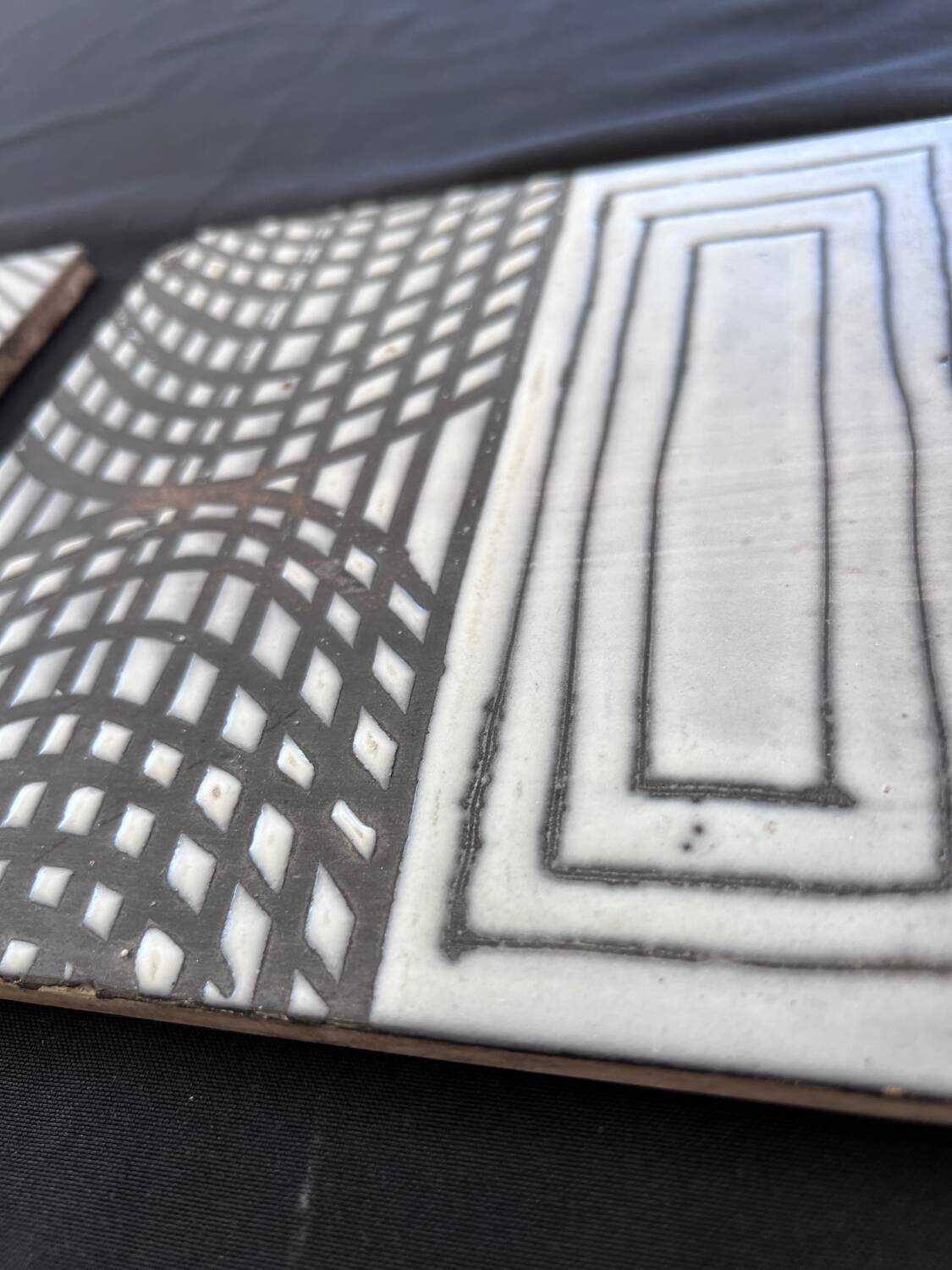 2 Roger Capron tiles – Geometric vintage ceramic