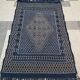 Tapis bleu tissé à la main en pure laine