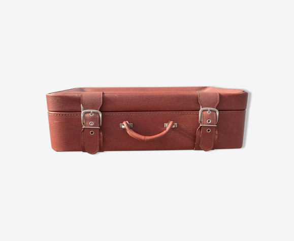 Valise vintage terracotta en skaï