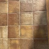 Pine and brown ceramic table, 1960s