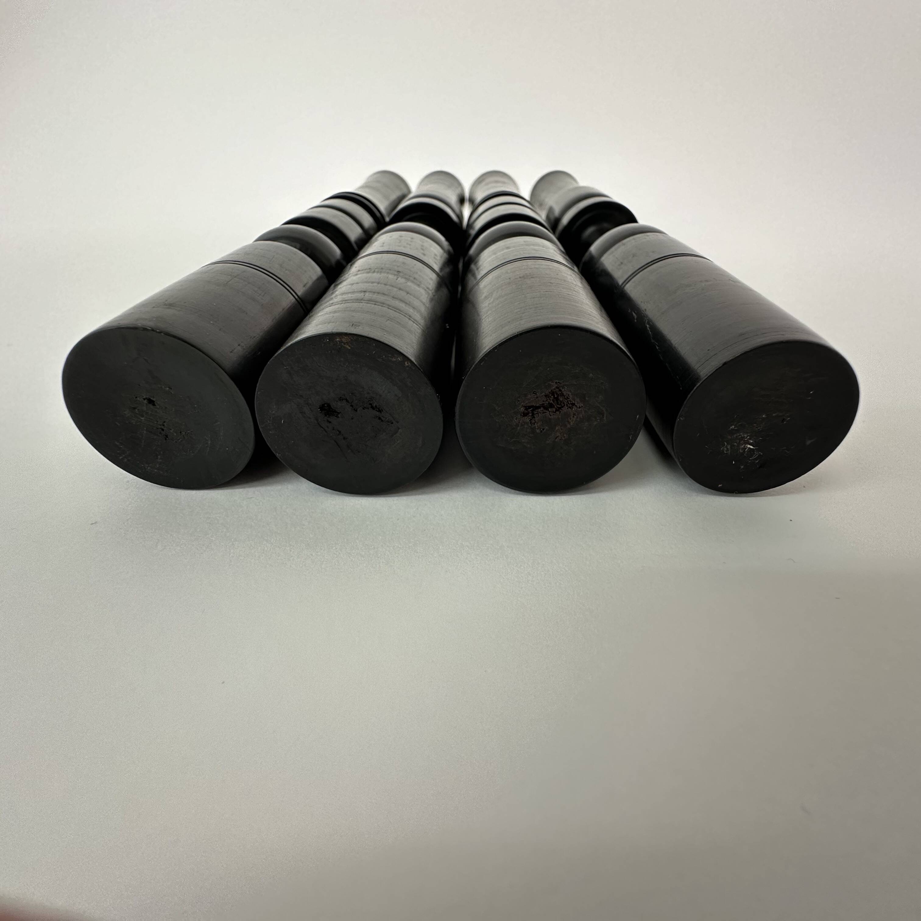 Set of 4 ebony hand turned wooden edwardian candle sticks , 1900’s