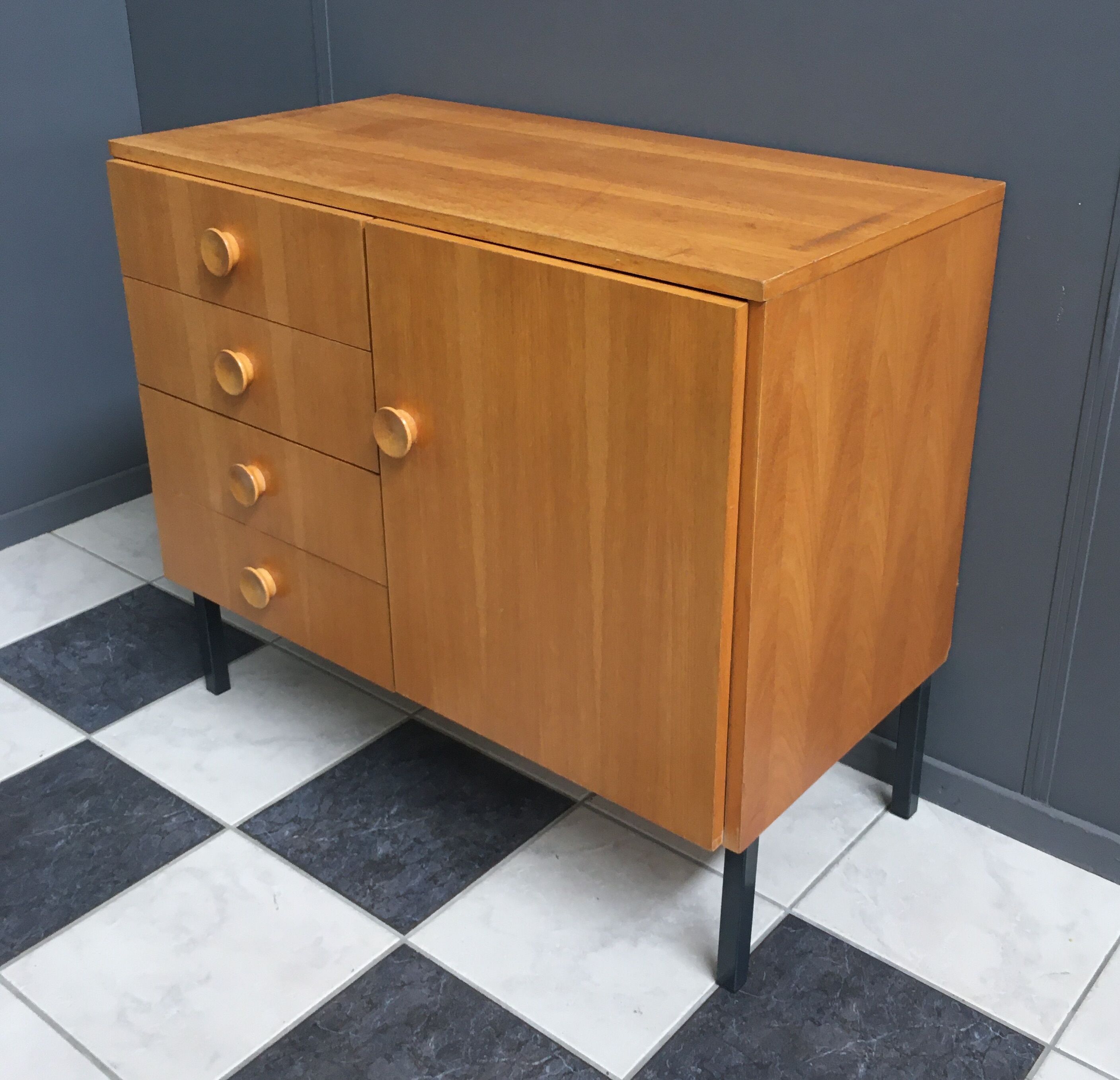 Blond wood sideboard cabinet 1970s