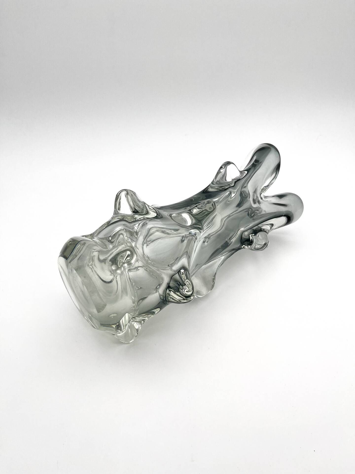 Large Murano Vase Smoked Glass Sculptural 31.5cm 3.1kg