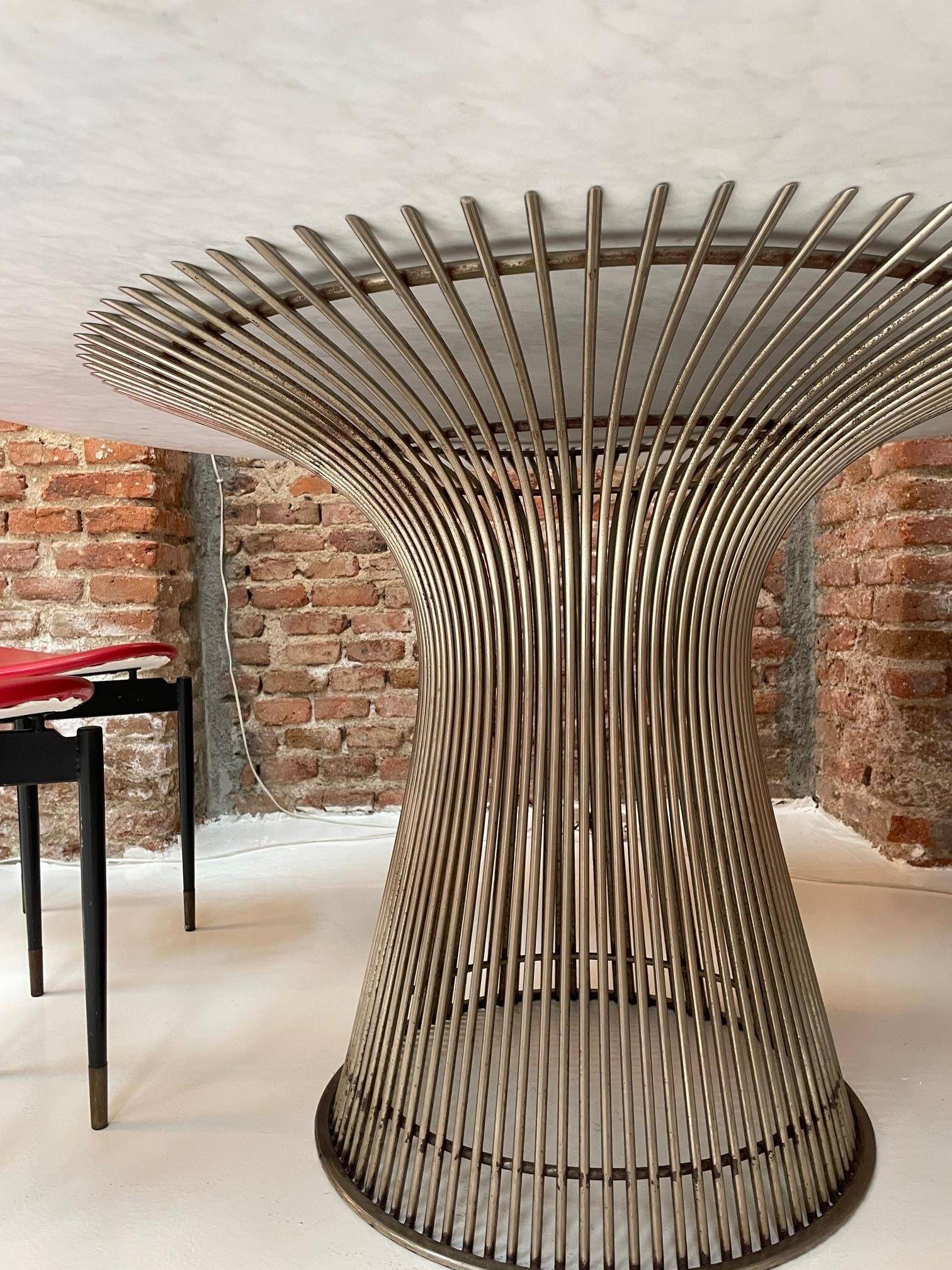 Warren Platner Edited by Knoll Carrara Marble Steel Table, USA, 1970s