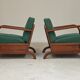 Paire de fauteuils Art déco vert par Jindrich Halabala, Prague 1930