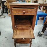 Antique bedside table in solid wood and marble – 19th century