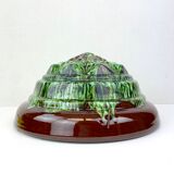 Old basin cup flower pot to hang - skyscraper shape - enamel color green jade