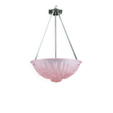 Basin, Molded Pressed Glass with Floral Motif, Silver-Plated Bronze Mount, 1930