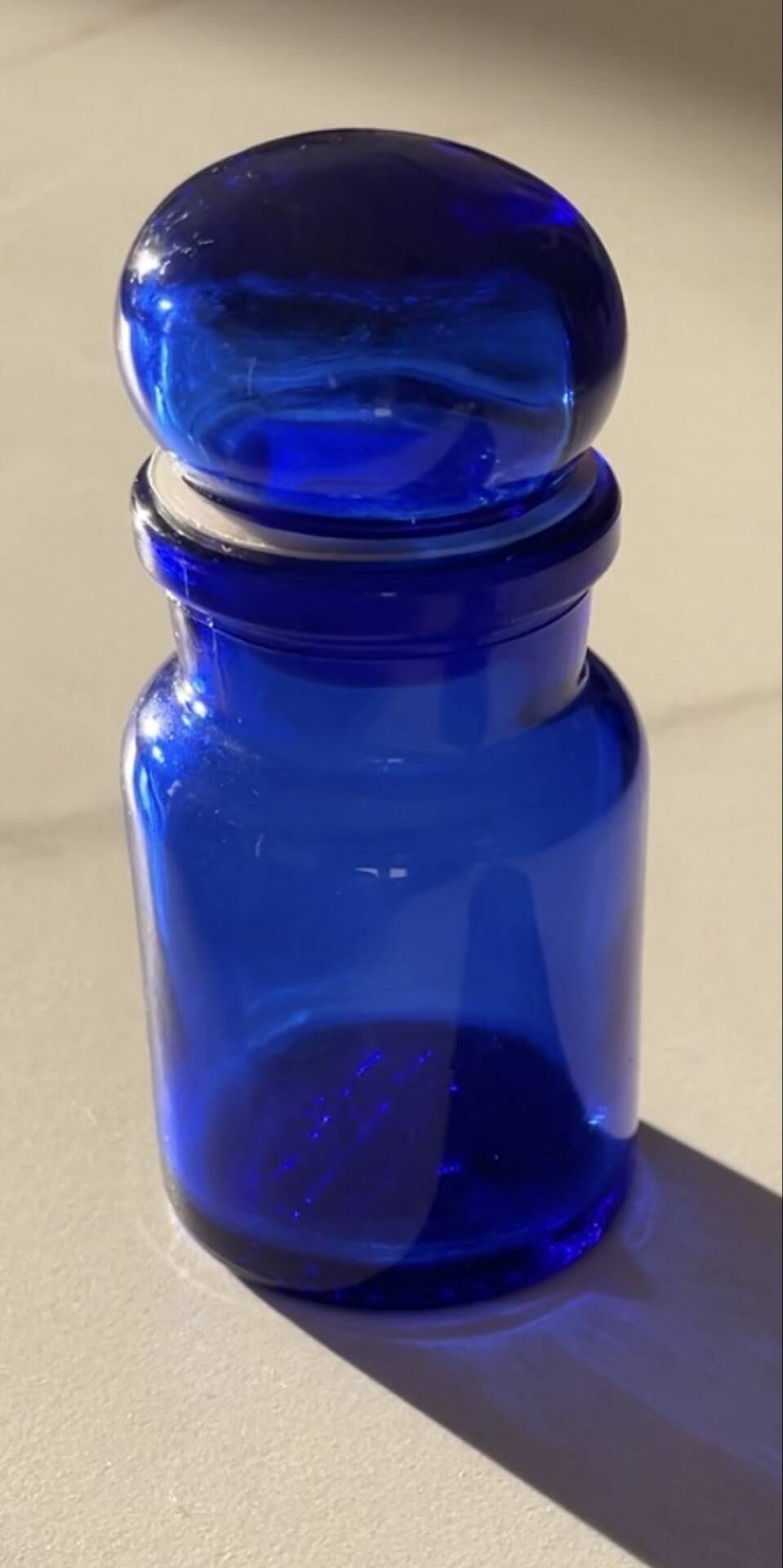 Cobalt blue apothecary bottle Belgian/Belgium/Antique blue bottles/B