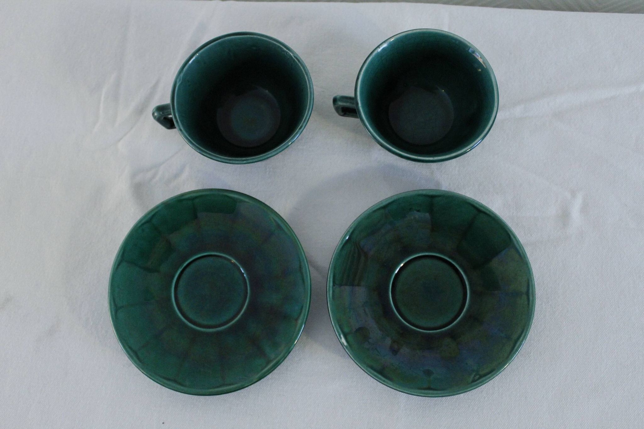 Lot de 2 tasses + soucoupes vintage vertes