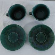 Lot de 2 tasses + soucoupes vintage vertes