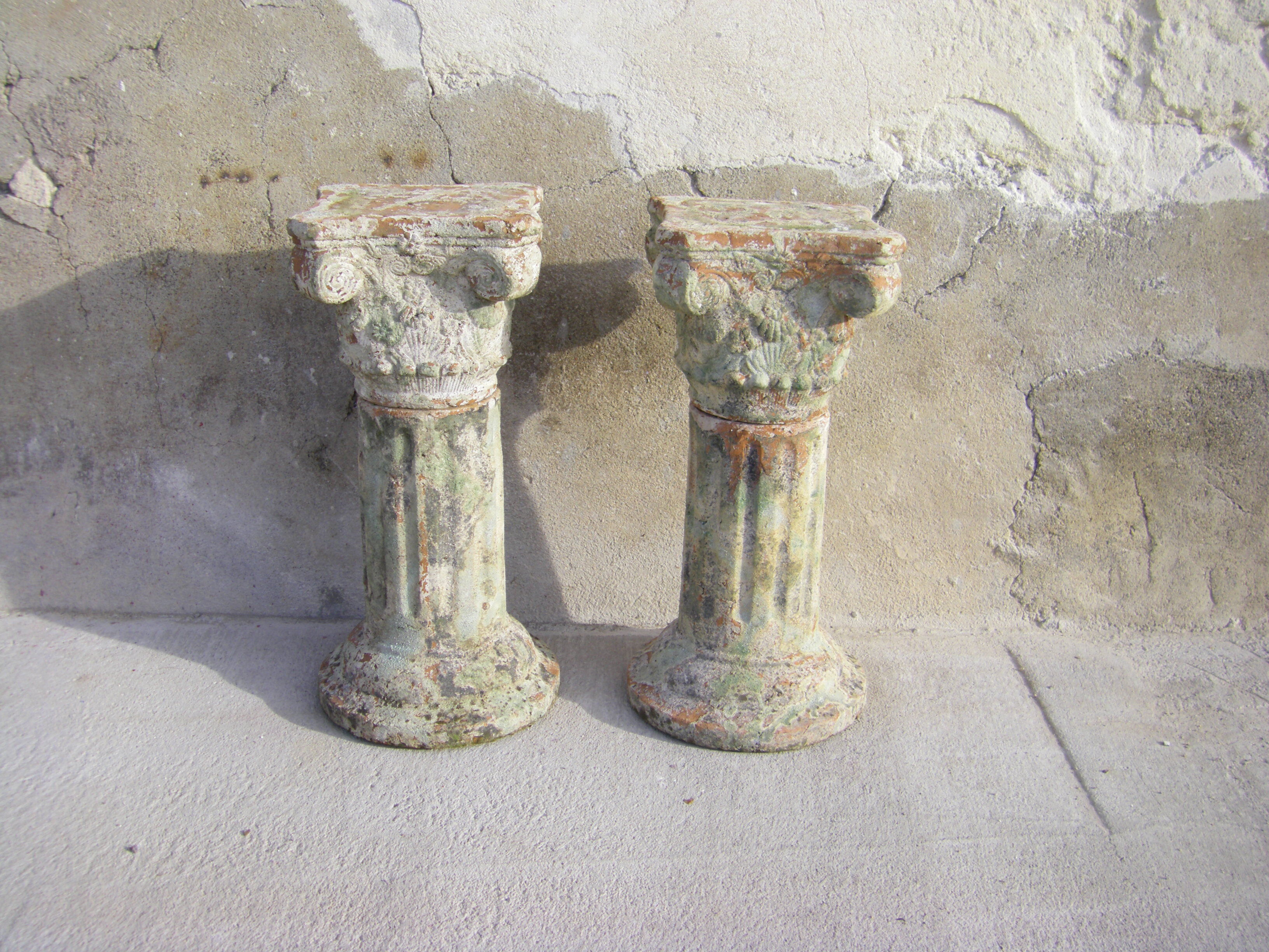 Pair of Corinthian terracotta fluted columns