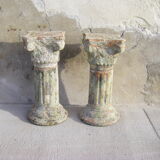 Pair of Corinthian terracotta fluted columns