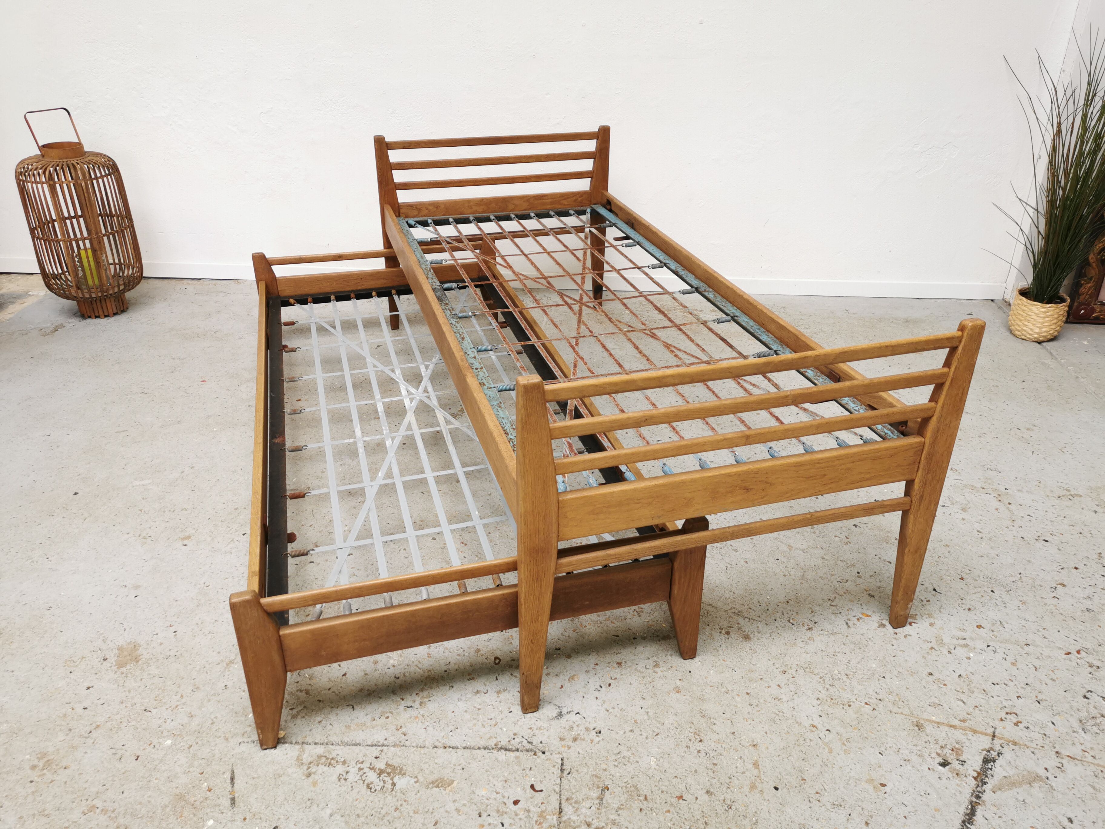Pair of vintage beds Marcel Gascoin 1950
