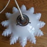 Opaline pendant light with claw and ceiling rose