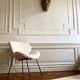 Contemporary design armchair in sheepskin