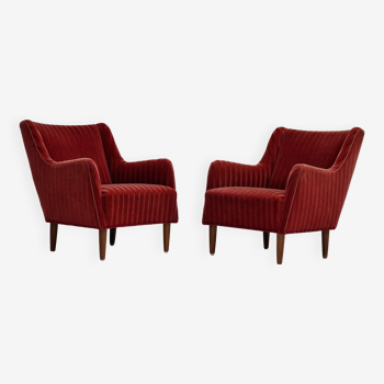 1960s, Danish design, set of 2 armchairs, velour, original very good condition.