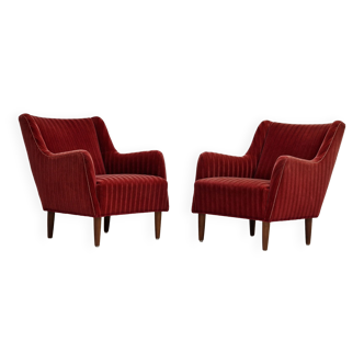 1960s, Danish design, set of 2 armchairs, velour, original very good condition.