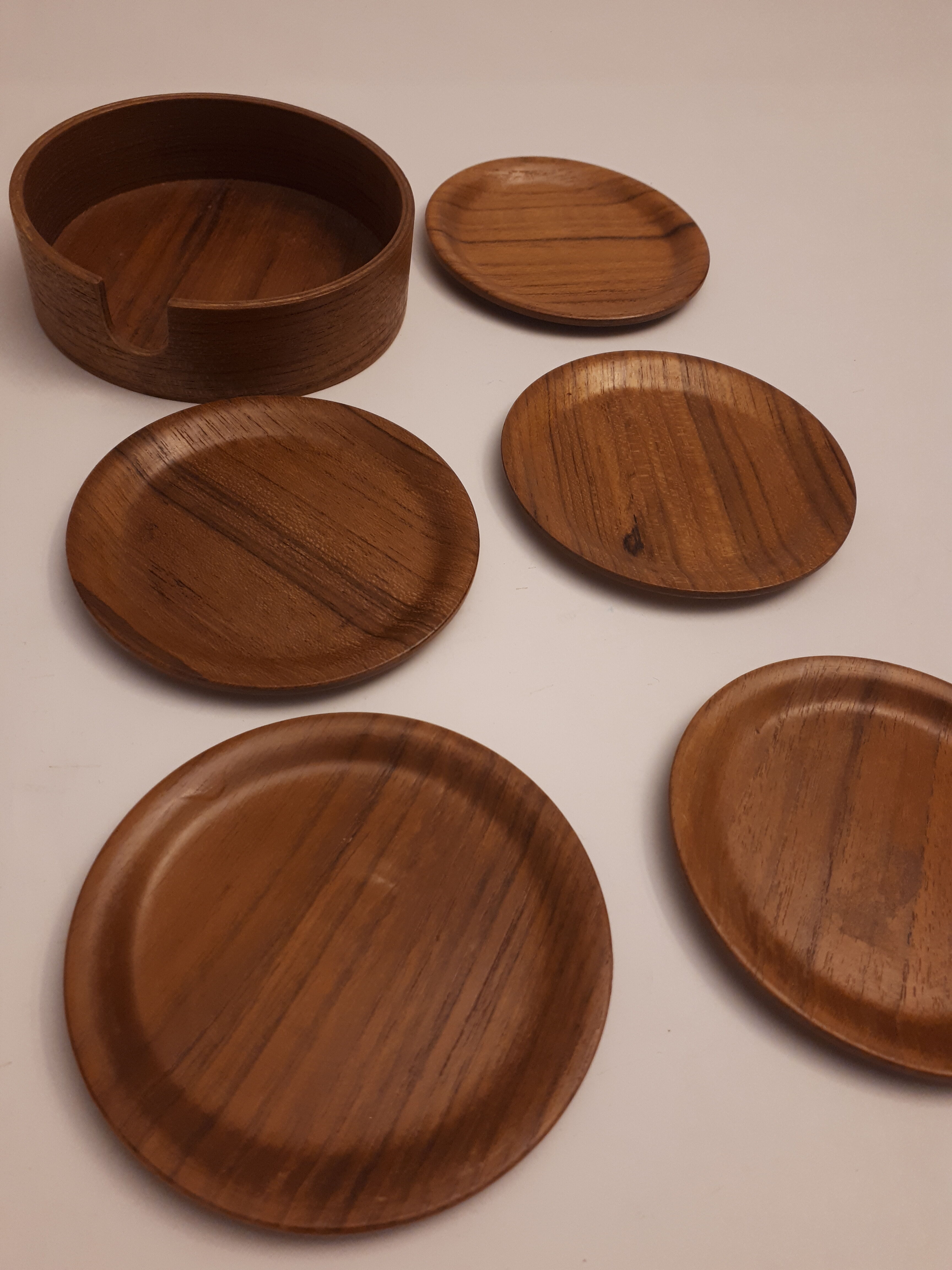 Under glass under wooden bock vintage teak style 1960