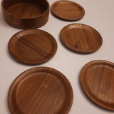 Under glass under wooden bock vintage teak style 1960