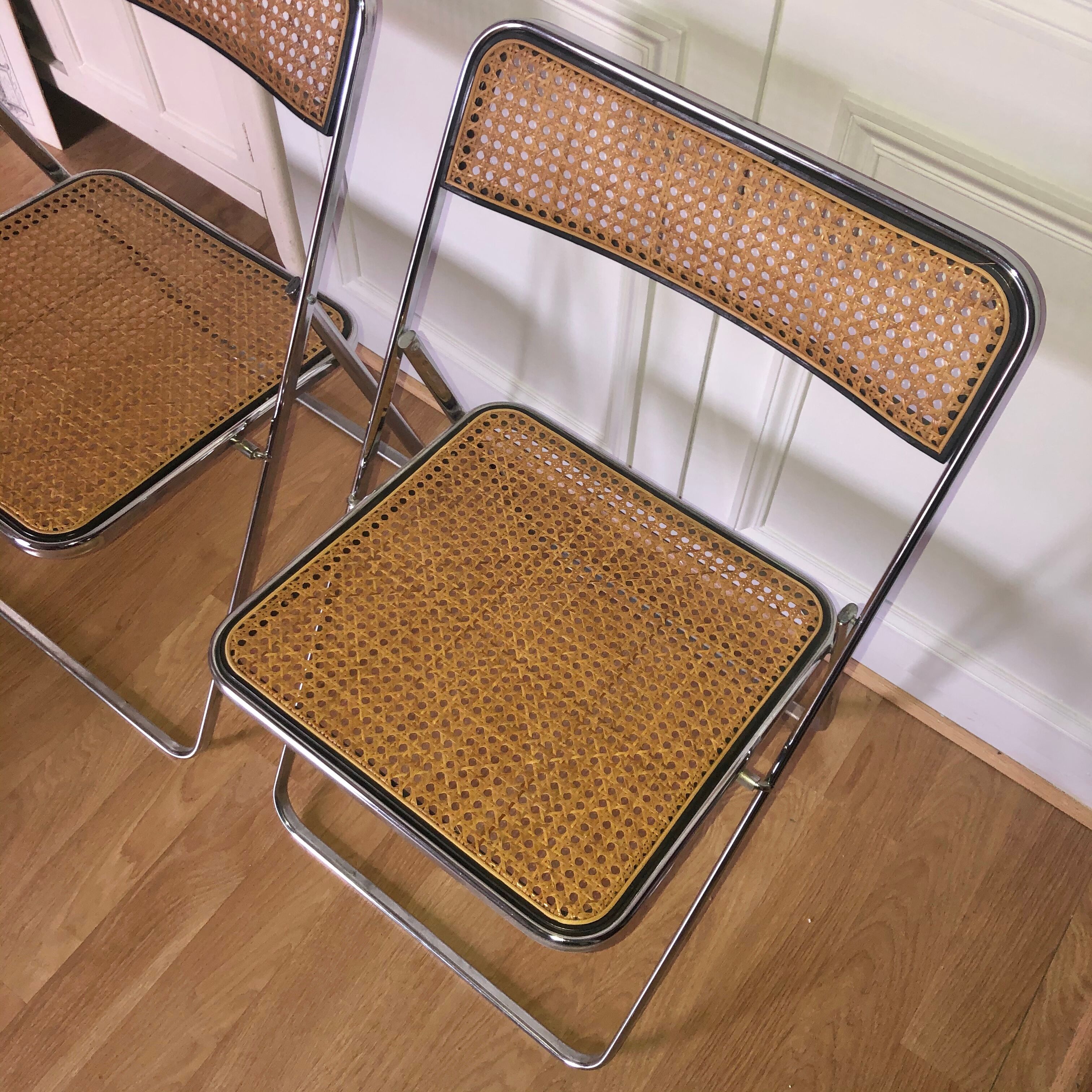 Pair of folding chairs in canning