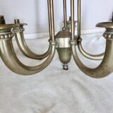 Art Deco chandelier in bronze and opaline by Jean Pascaud, 1940s.