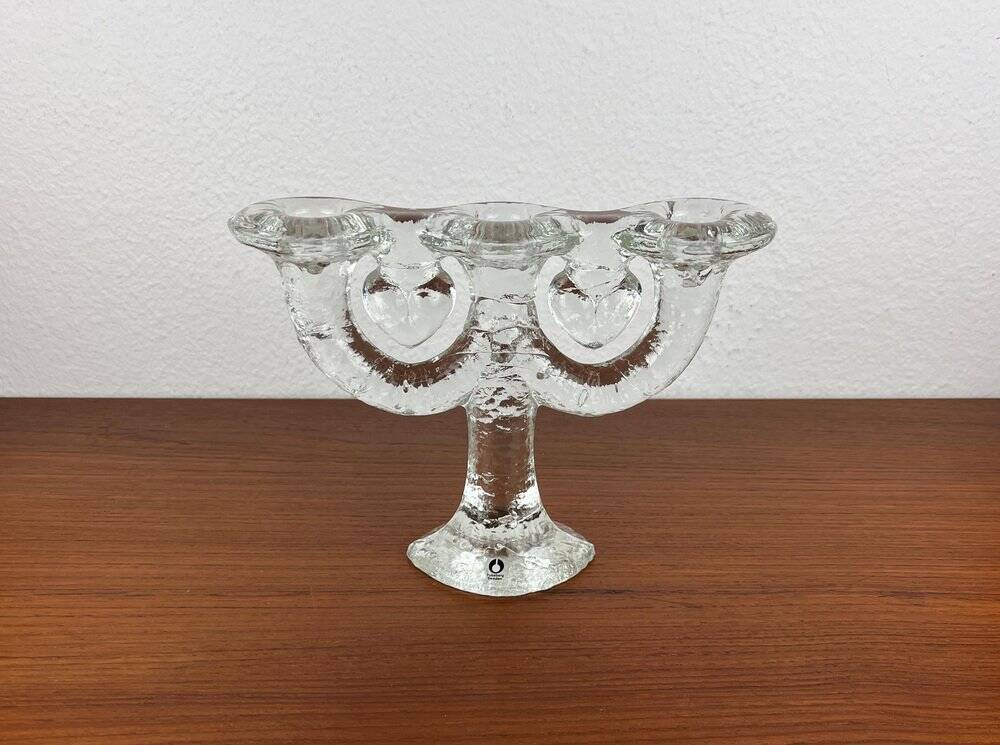 Vintage Swedish glass candlestick from Pukeberg, 1970s