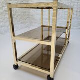 70s glass and gold metal TV stand coffee table