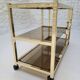 70s glass and gold metal TV stand coffee table
