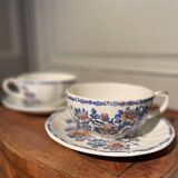 Two Gien earthenware chocolate cups