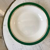 hollow dish Digoin Sarreguemines model "Martine" green and golden 50s