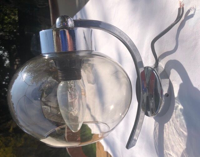 globe wall lamp, smoked glass