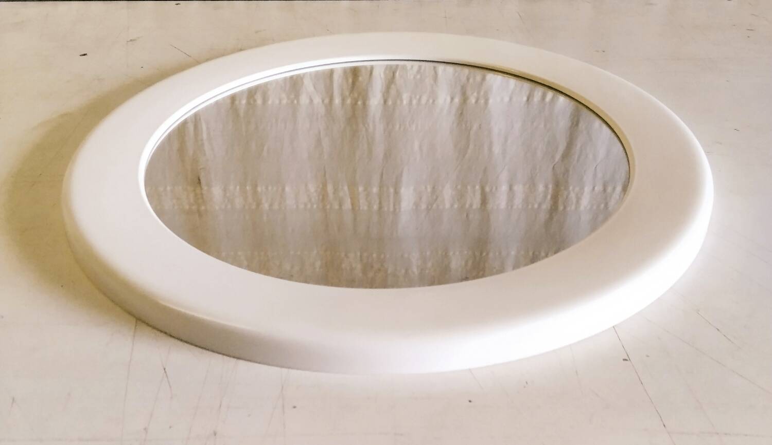 Miroir rond vintage par Syla en plastique blanc - années 70