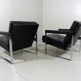 Hein Salomonson black leather lounge chairs 1968