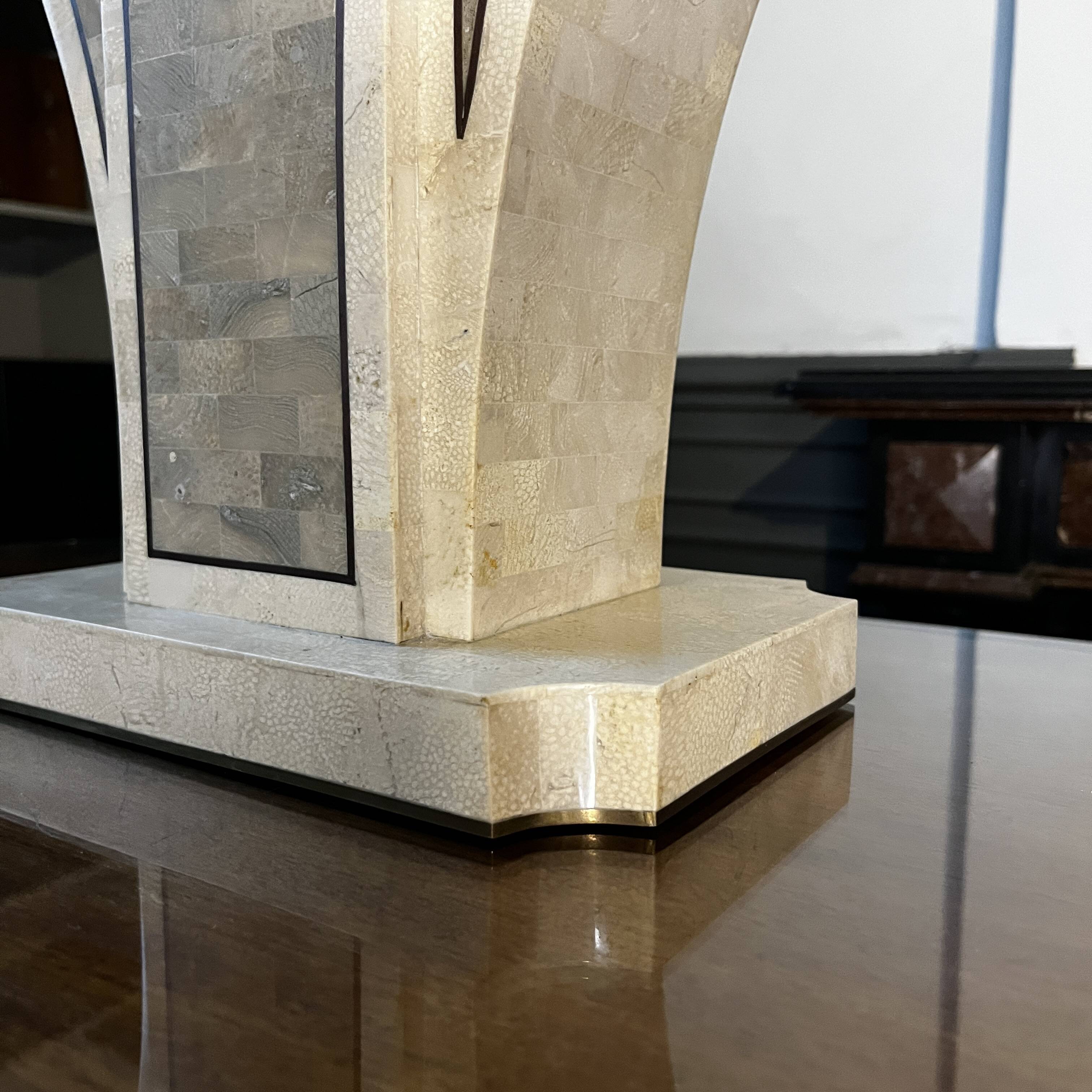 Hollywood regency lamp base maitland smith (usa), tessellated stones & brass, ca 1970