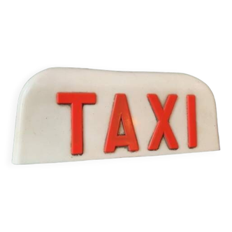 Enseigne de taxi français, 1970, en plastique rouge et blanc