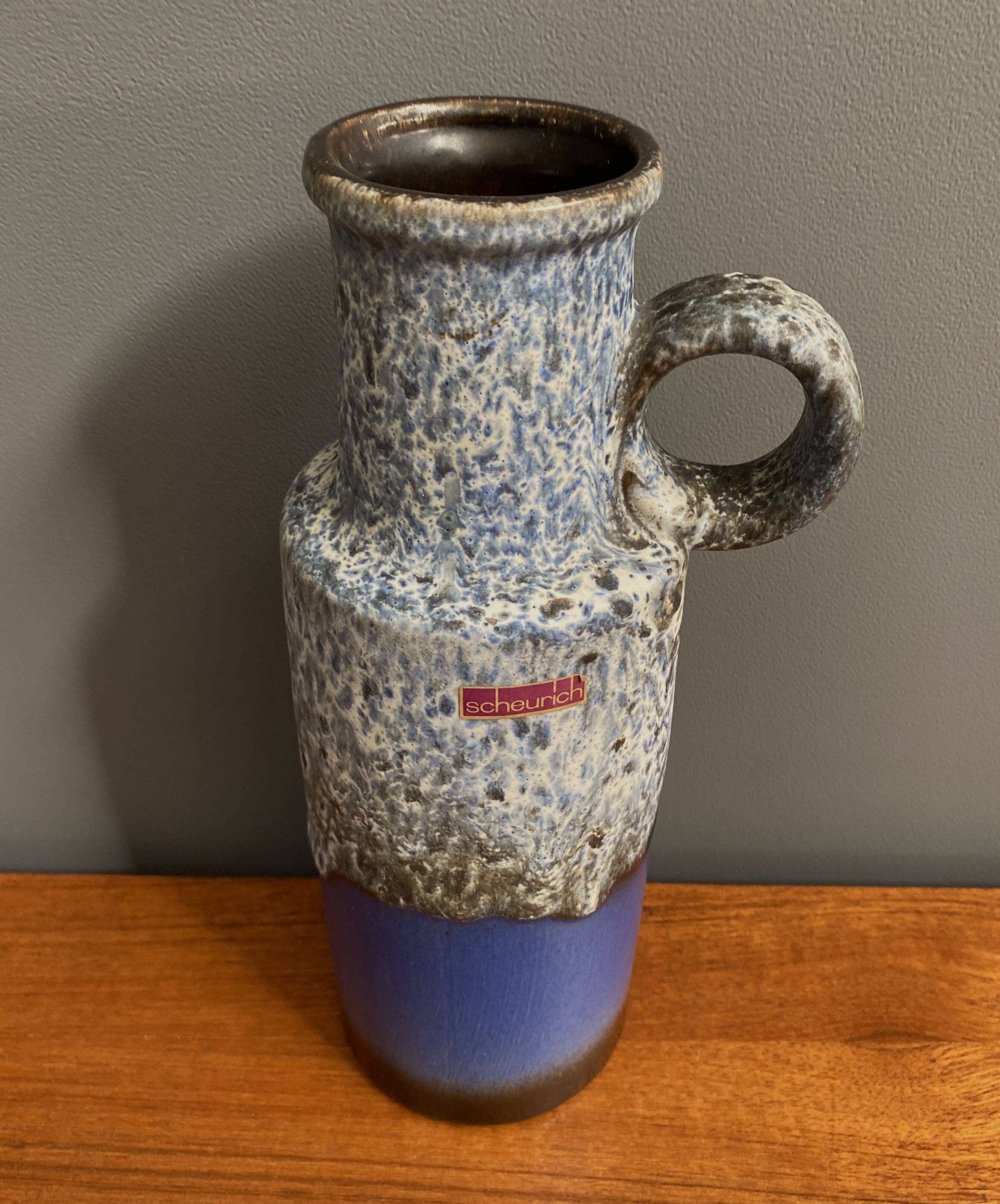 Vase Scheurich modèle 401-28 bleu et gris