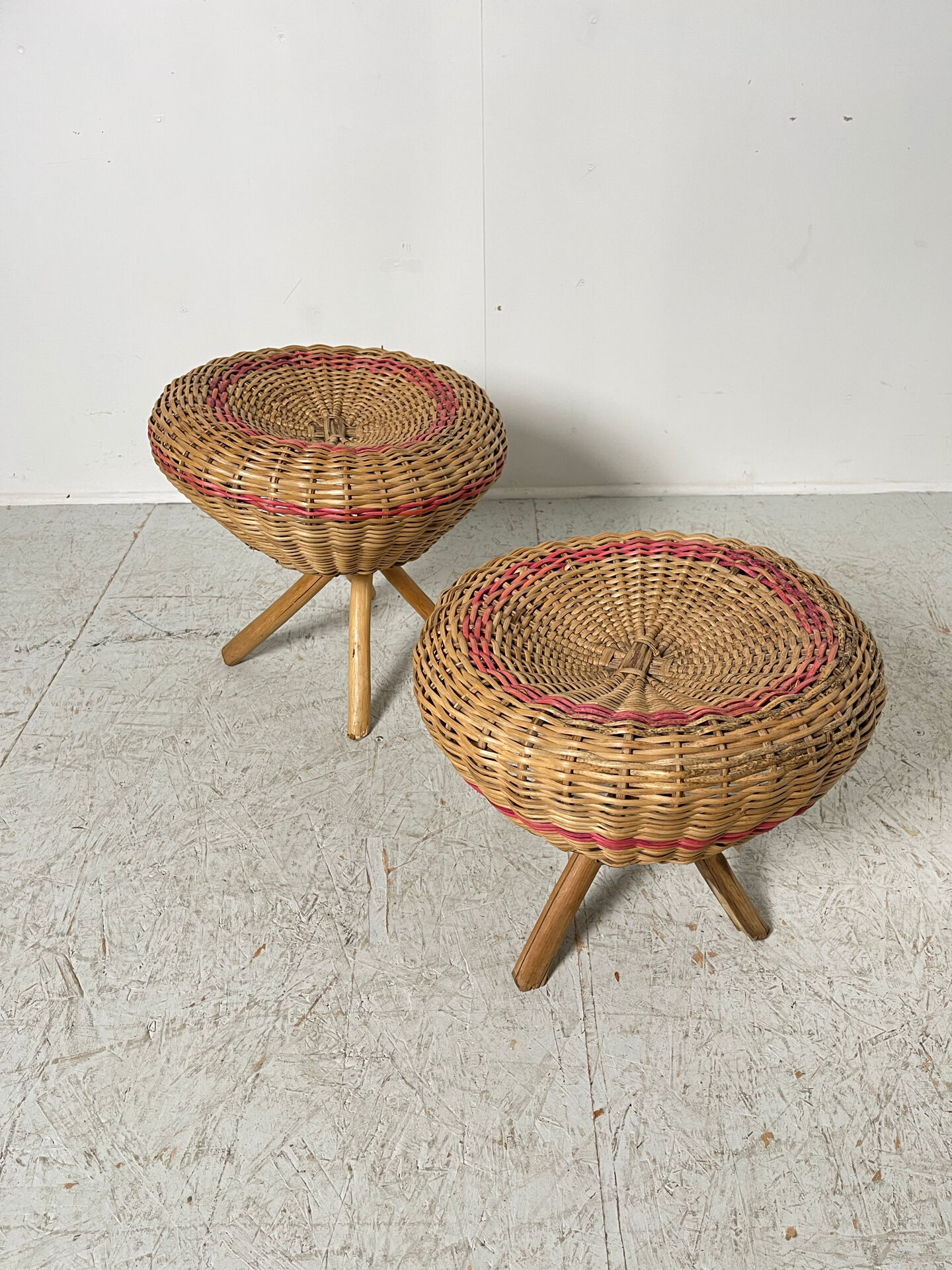 Pair of rattan stools 1960