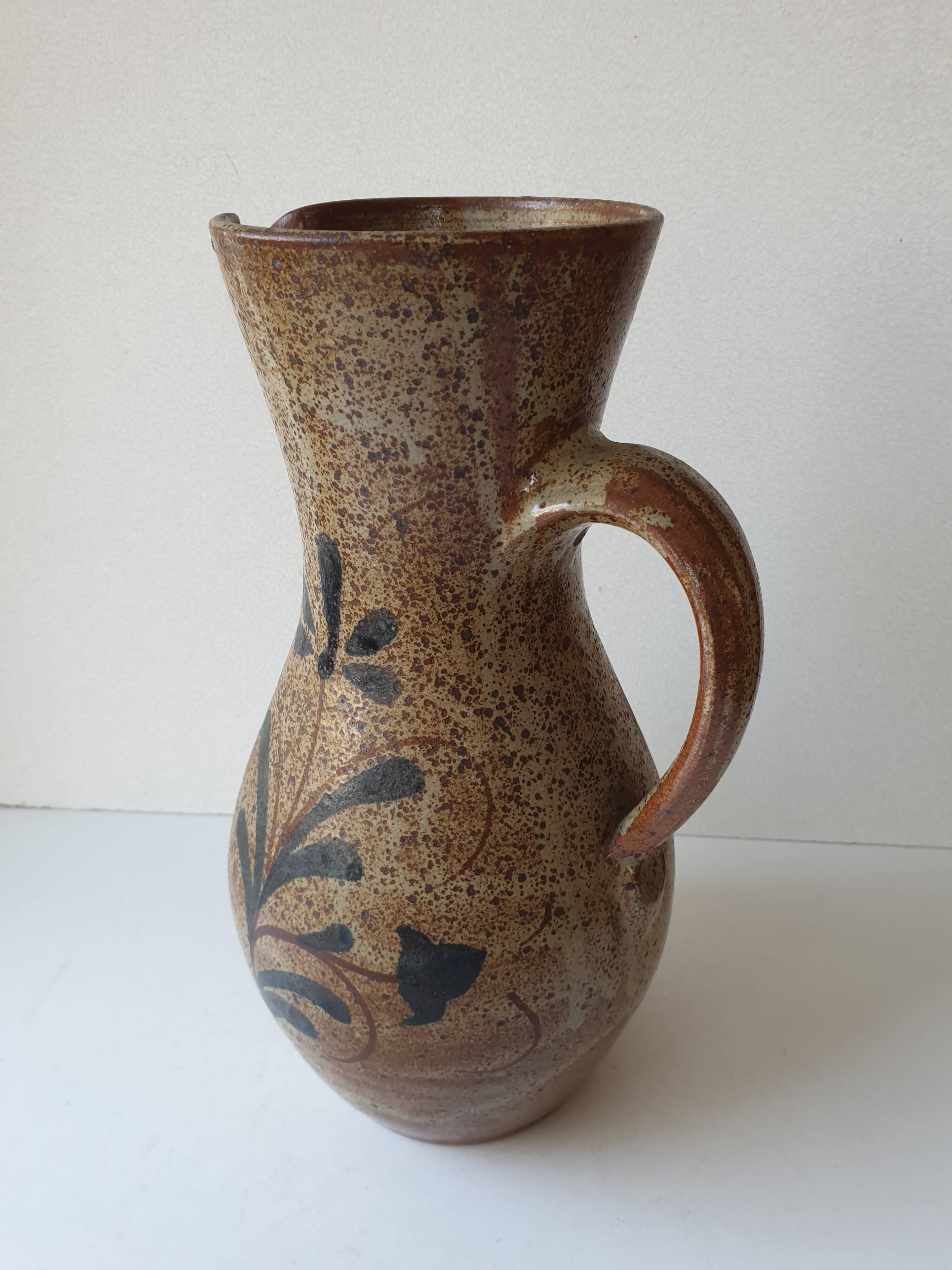 Large glazed stoneware ceramic pitcher Le refuge - 29cm