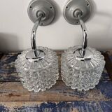 Pair of chrome wall lights