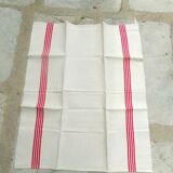Old linen - 5 towels in métis, red stripes - 0111