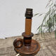 Lampe à poser en bois et abat jour orange vintage style bougeoir