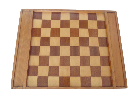 Wooden checkers and marquetry with storage