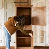 Vintage oak standing wardrobe "Giroflée"