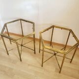Pair of faux bamboo low tables in the style of Bagues ca.1960.