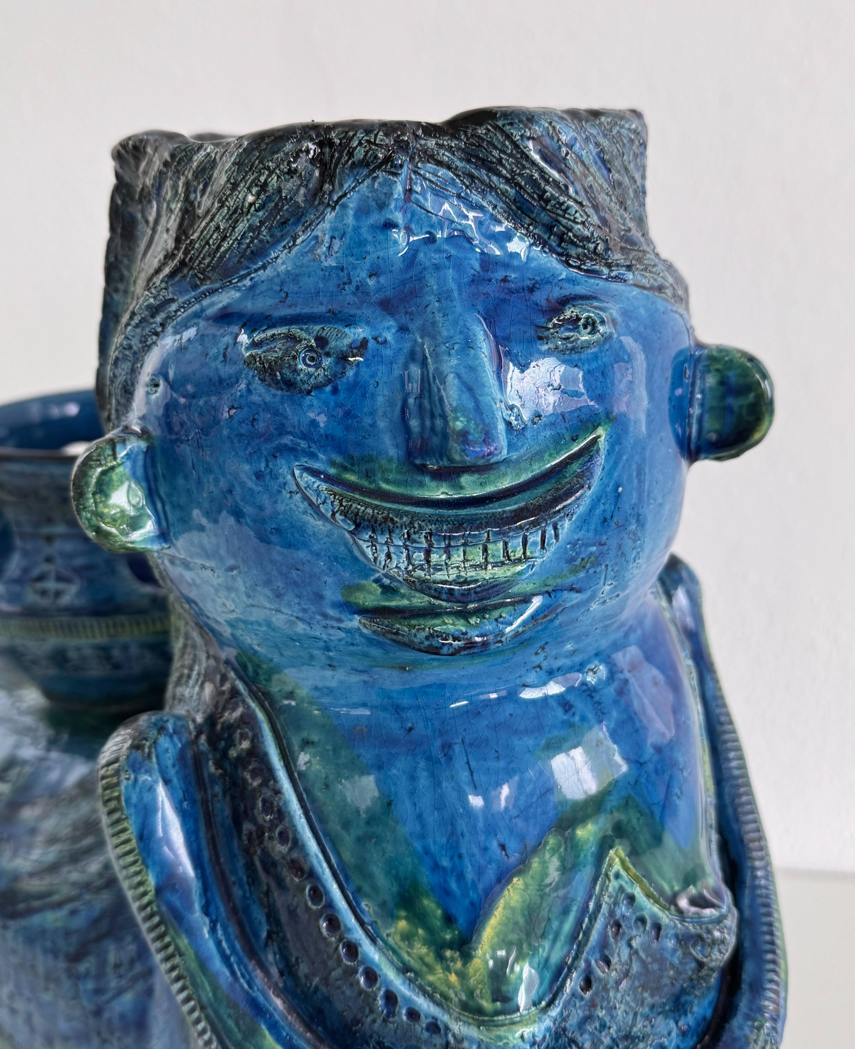 Aldo Londi for Bitossi Rimini Blu Ceramic Plant Centaur Sculpture, Italy, 1