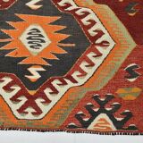 Tapis kilim vintage géométrique fait main – Explosion de motifs ethniques