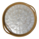 round rattan and mother-of-pearl tray