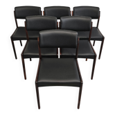 Set of 6 Mid Century Modern chairs in rosewood and leather by Bramin.