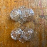 Paire De Saleron Ancien Art Déco Verre Moulé Salière Poivrier Vintage